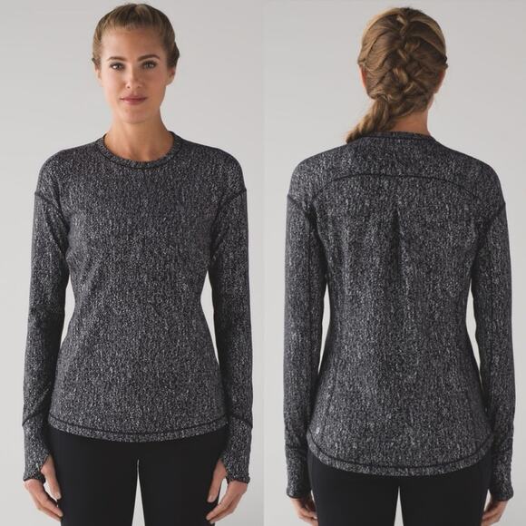 Lululemon Outrun Long Sleeve Suited Print White Black - Picture 1 of 12